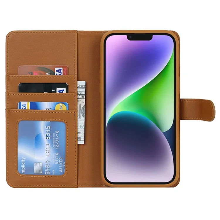 Detachable Phone Case for iPhone 14 Plus Case Compatible with MagSafe PU Leather Flip Cover