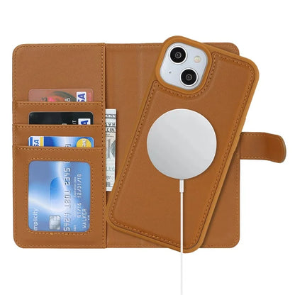 Detachable Phone Case for iPhone 14 Plus Case Compatible with MagSafe PU Leather Flip Cover