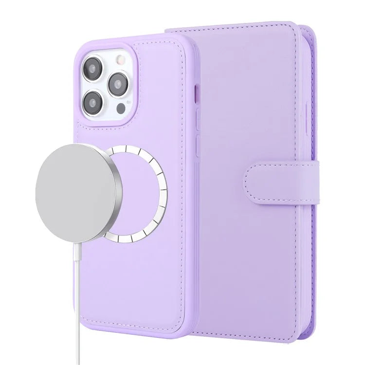 For iPhone 14 Pro Max Case Compatible with MagSafe Detachable PU Leather Phone Protector