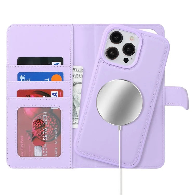 For iPhone 14 Pro Max Case Compatible with MagSafe Detachable PU Leather Phone Protector
