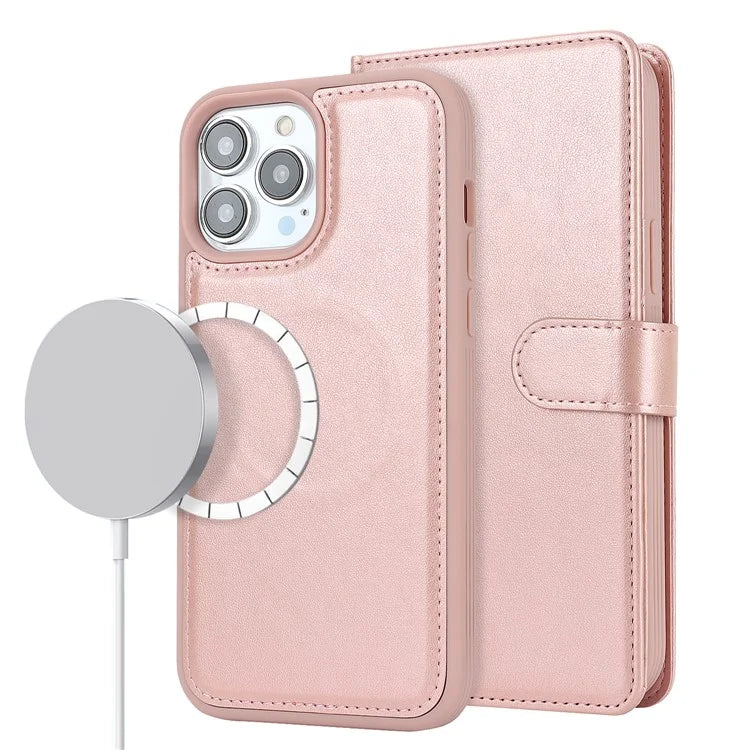 For iPhone 14 Pro Max Case Compatible with MagSafe Detachable PU Leather Phone Protector