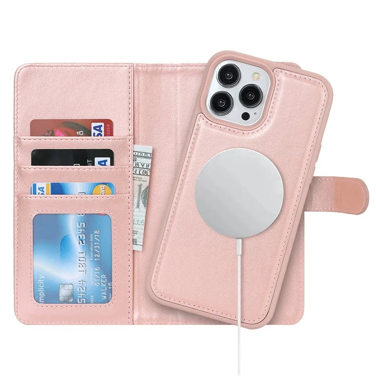 For iPhone 14 Pro Max Case Compatible with MagSafe Detachable PU Leather Phone Protector