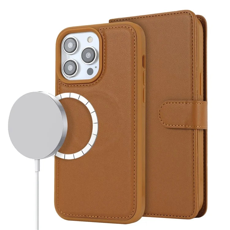 For iPhone 14 Pro Max Case Compatible with MagSafe Detachable PU Leather Phone Protector
