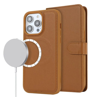 For iPhone 14 Pro Max Case Compatible with MagSafe Detachable PU Leather Phone Protector