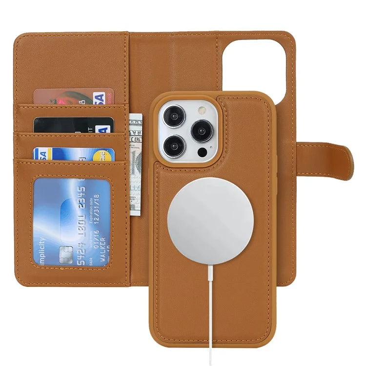 For iPhone 14 Pro Max Case Compatible with MagSafe Detachable PU Leather Phone Protector