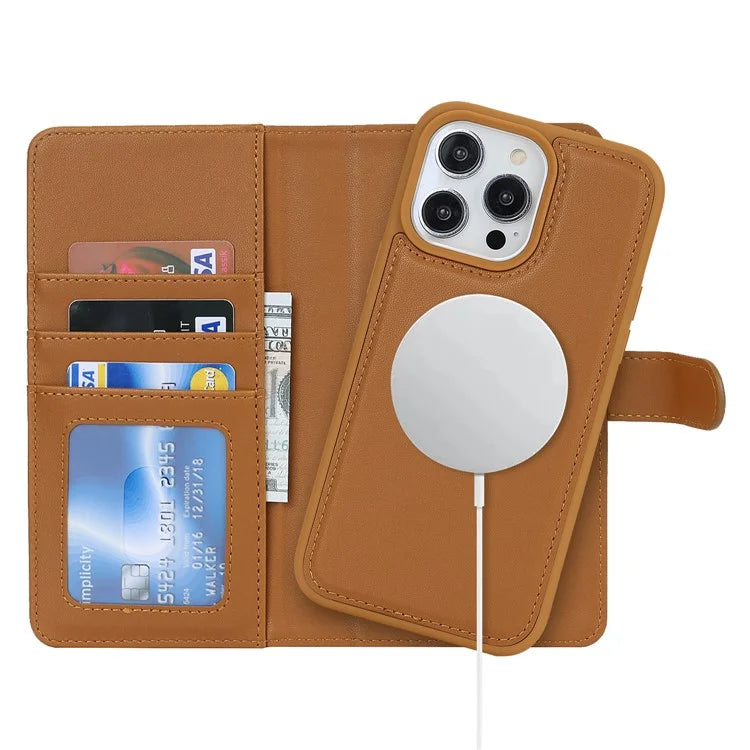 For iPhone 14 Pro Max Case Compatible with MagSafe Detachable PU Leather Phone Protector