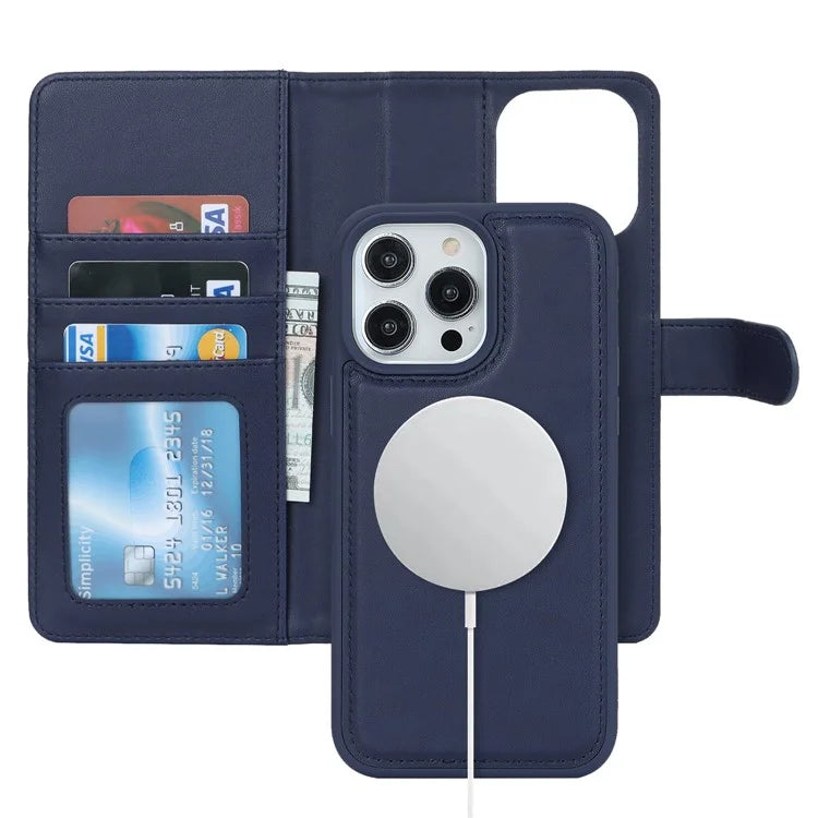 For iPhone 14 Pro Max Case Compatible with MagSafe Detachable PU Leather Phone Protector