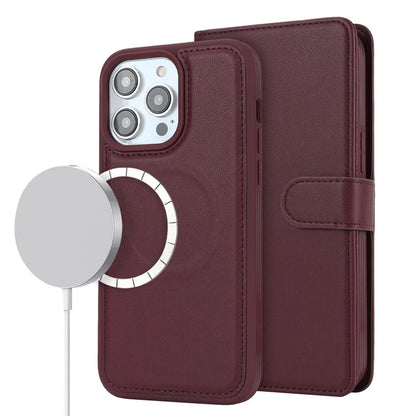 For iPhone 14 Pro Max Case Compatible with MagSafe Detachable PU Leather Phone Protector