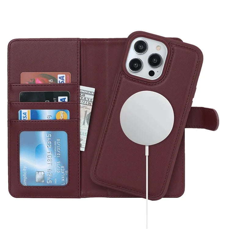 For iPhone 14 Pro Max Case Compatible with MagSafe Detachable PU Leather Phone Protector