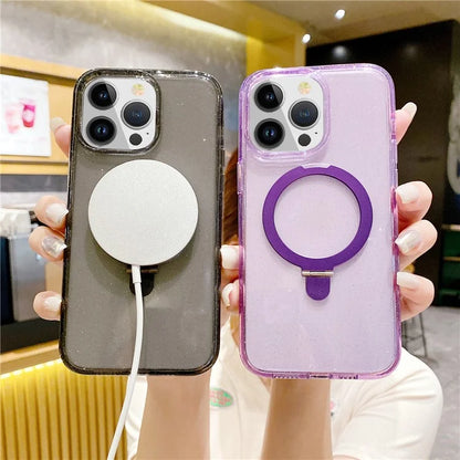 For iPhone 15 Pro Max Case Compatible with MagSafe Glitter TPU+Acrylic Phone Cover