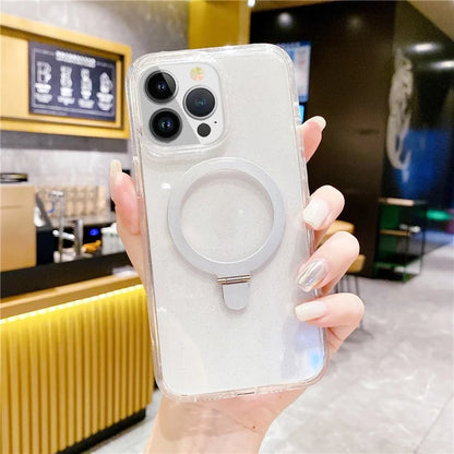 For iPhone 15 Pro Max Case Compatible with MagSafe Glitter TPU+Acrylic Phone Cover