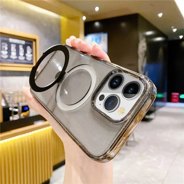 For iPhone 15 Pro Max Case Compatible with MagSafe Glitter TPU+Acrylic Phone Cover