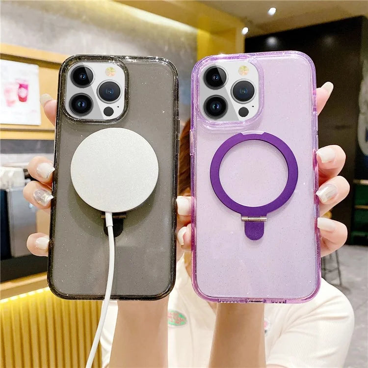 For iPhone 15 Pro Max Case Compatible with MagSafe Glitter TPU+Acrylic Phone Cover