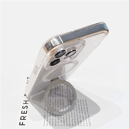 For iPhone 15 Pro Case Kickstand Magnetic Shell Glitter TPU+Acrylic Phone Cover