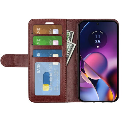 For Motorola Moto G54 5G Case PU Leather Cover Crazy Horse Texture Viewing Phone Stand Wallet