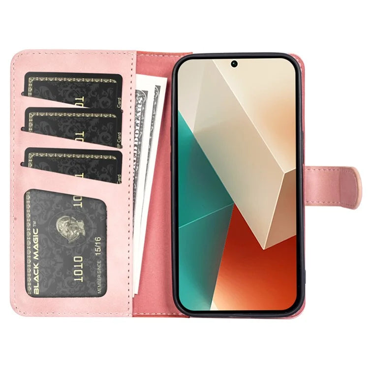 For Xiaomi Redmi Note 13 5G (China) Phone Case PU Leather+TPU Wallet Stand Shock-absorbing Cover