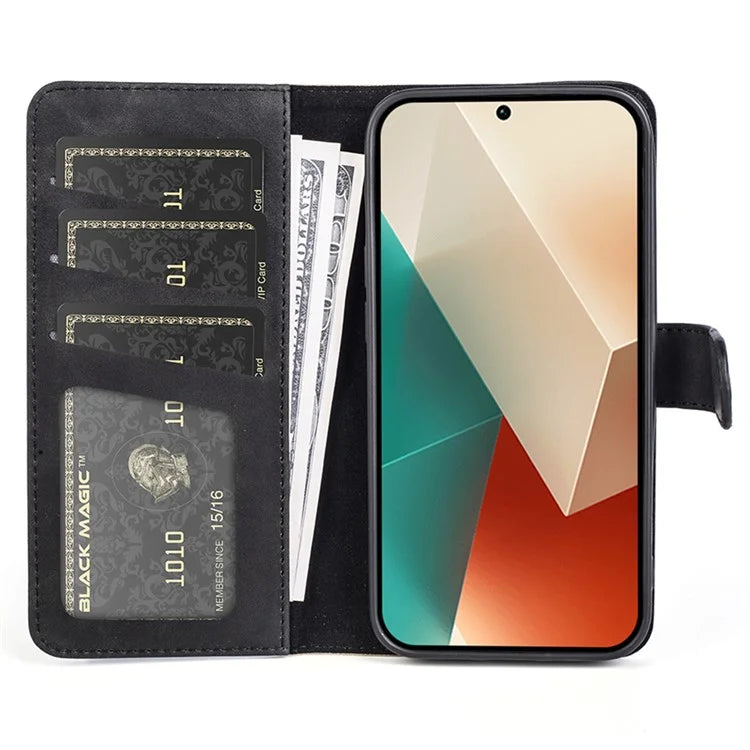 For Xiaomi Redmi Note 13 5G (China) Phone Case PU Leather+TPU Wallet Stand Shock-absorbing Cover