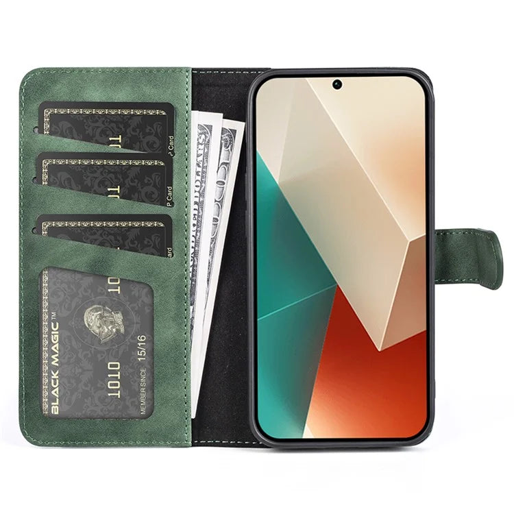 For Xiaomi Redmi Note 13 5G (China) Phone Case PU Leather+TPU Wallet Stand Shock-absorbing Cover