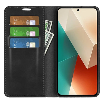 For Xiaomi Redmi Note 13 5G (China) Cell Phone Case PU Leather Wallet Stand Phone Shell with Skin-touch Feeling