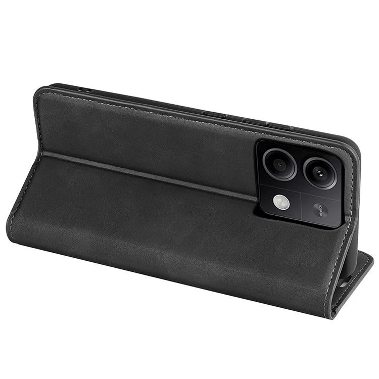For Xiaomi Redmi Note 13 5G (China) Cell Phone Case PU Leather Wallet Stand Phone Shell with Skin-touch Feeling