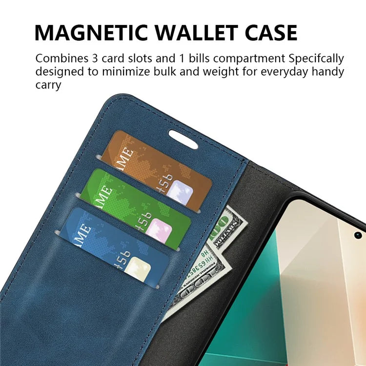 For Xiaomi Redmi Note 13 5G (China) Cell Phone Case PU Leather Wallet Stand Phone Shell with Skin-touch Feeling