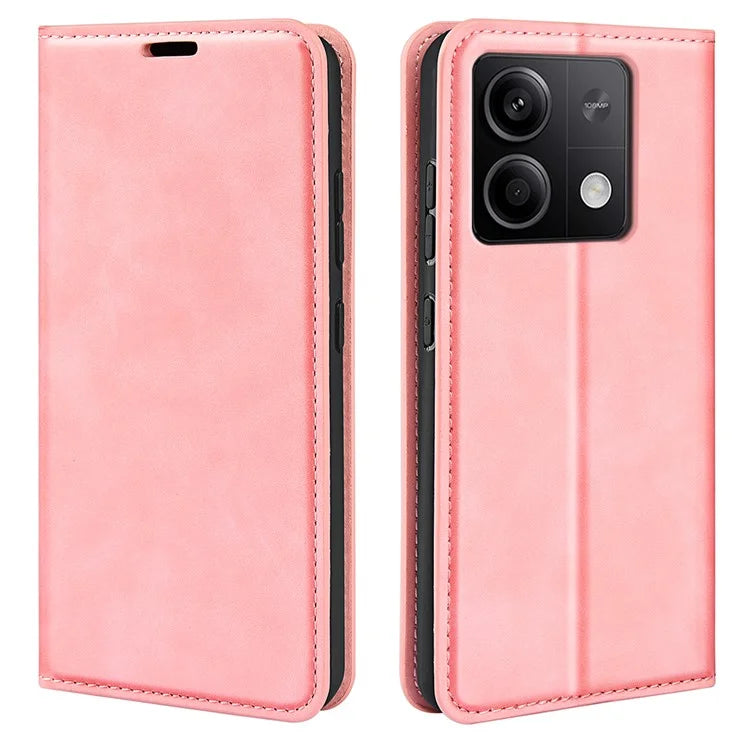 For Xiaomi Redmi Note 13 5G (China) Cell Phone Case PU Leather Wallet Stand Phone Shell with Skin-touch Feeling