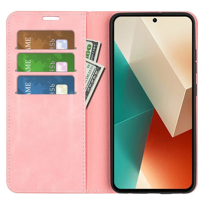 For Xiaomi Redmi Note 13 5G (China) Cell Phone Case PU Leather Wallet Stand Phone Shell with Skin-touch Feeling