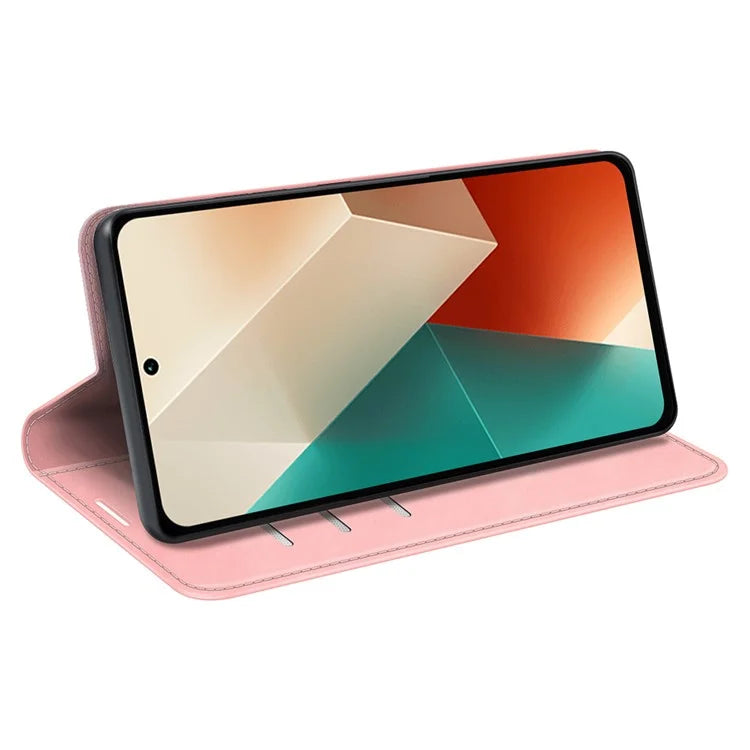 For Xiaomi Redmi Note 13 5G (China) Cell Phone Case PU Leather Wallet Stand Phone Shell with Skin-touch Feeling
