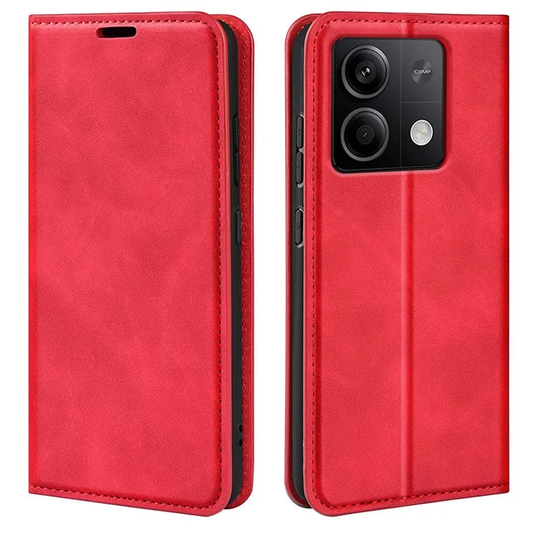 For Xiaomi Redmi Note 13 5G (China) Cell Phone Case PU Leather Wallet Stand Phone Shell with Skin-touch Feeling