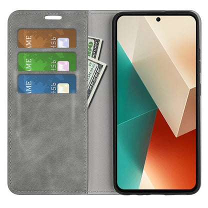 For Xiaomi Redmi Note 13 5G (China) Cell Phone Case PU Leather Wallet Stand Phone Shell with Skin-touch Feeling