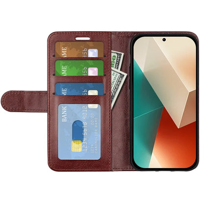 For Xiaomi Redmi Note 13 5G (China) Case Leather Phone Cover Crazy Horse Texture Stand Wallet