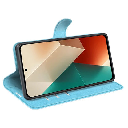 For Xiaomi Redmi Note 13 5G (China) Case Litchi Texture Leather Stand Cover Slim-Fit Wallet Phone Shell