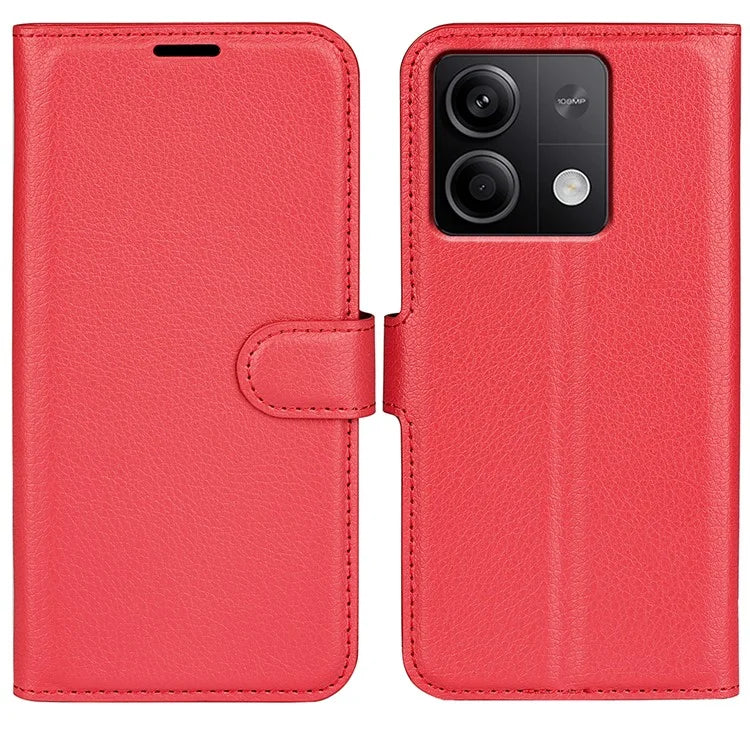 For Xiaomi Redmi Note 13 5G (China) Case Litchi Texture Leather Stand Cover Slim-Fit Wallet Phone Shell
