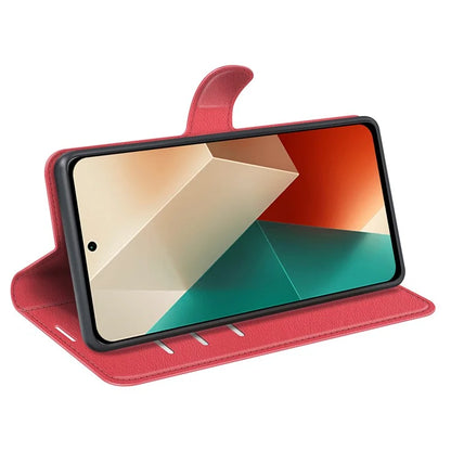 For Xiaomi Redmi Note 13 5G (China) Case Litchi Texture Leather Stand Cover Slim-Fit Wallet Phone Shell