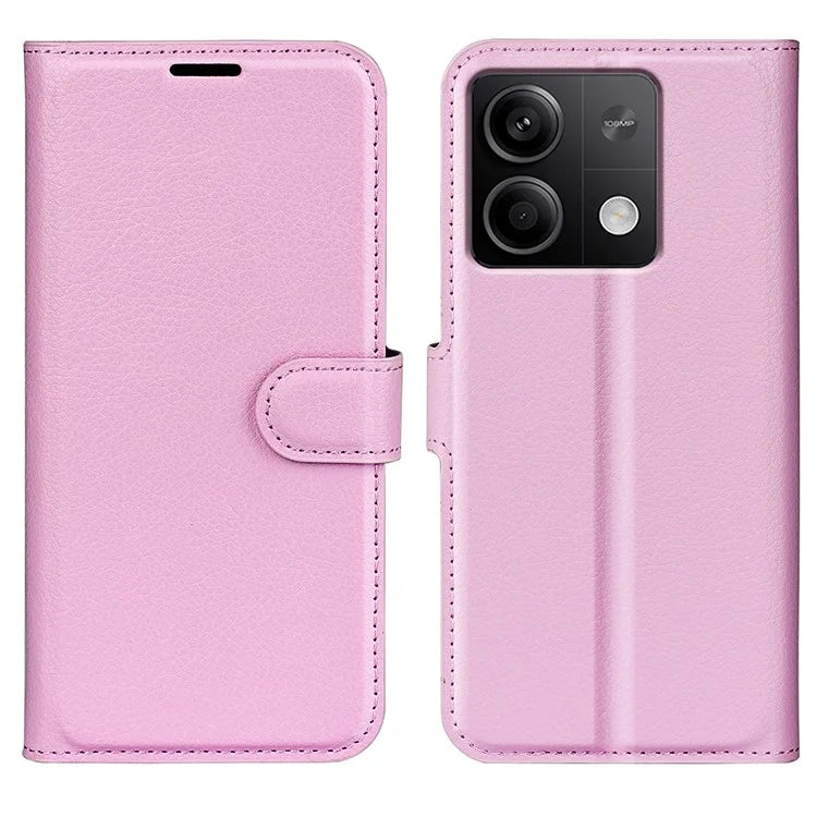 For Xiaomi Redmi Note 13 5G (China) Case Litchi Texture Leather Stand Cover Slim-Fit Wallet Phone Shell