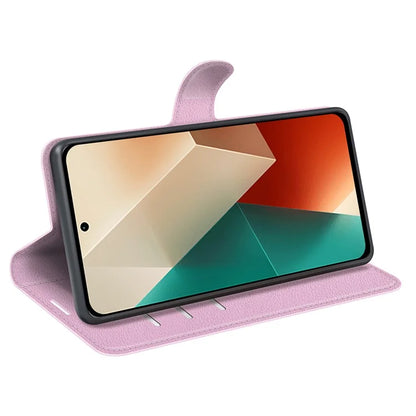 For Xiaomi Redmi Note 13 5G (China) Case Litchi Texture Leather Stand Cover Slim-Fit Wallet Phone Shell