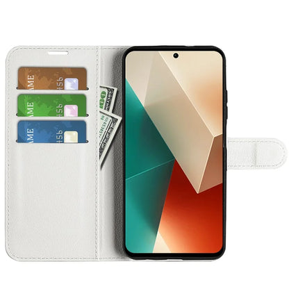 For Xiaomi Redmi Note 13 5G (China) Case Litchi Texture Leather Stand Cover Slim-Fit Wallet Phone Shell