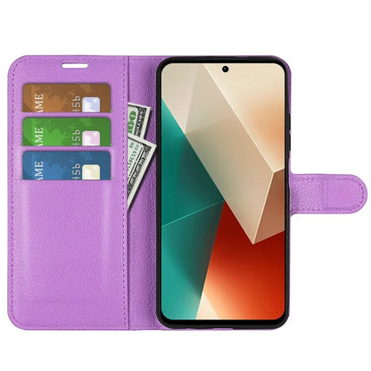 For Xiaomi Redmi Note 13 5G (China) Case Litchi Texture Leather Stand Cover Slim-Fit Wallet Phone Shell