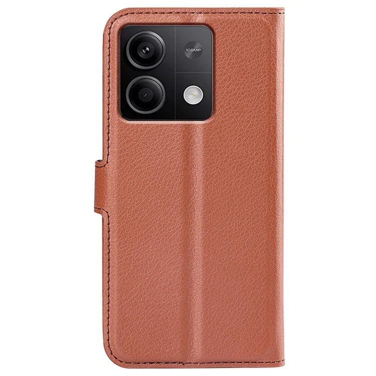 For Xiaomi Redmi Note 13 5G (China) Case Litchi Texture Leather Stand Cover Slim-Fit Wallet Phone Shell