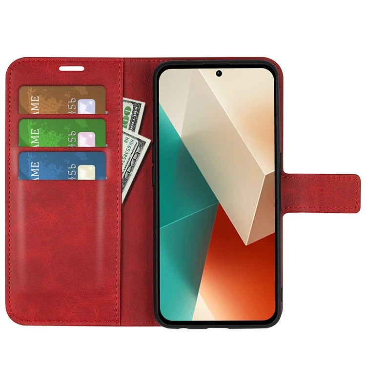 Phone Cover for Xiaomi Redmi Note 13 5G (China) Case Stand PU Leather Calf Texture Phone Shell Wallet