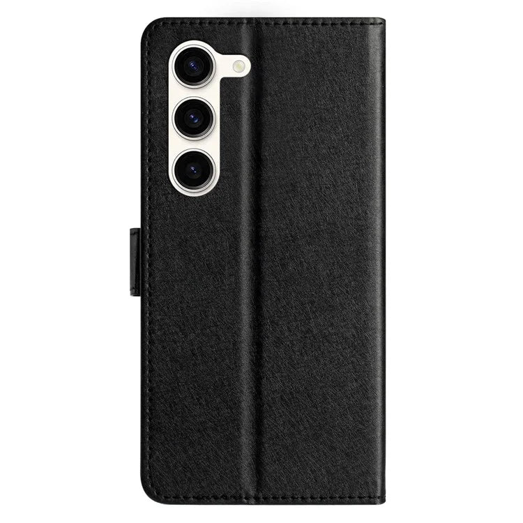 For Samsung Galaxy S24 Case PU Leather Silk Texture Flip Phone Cover with Strap
