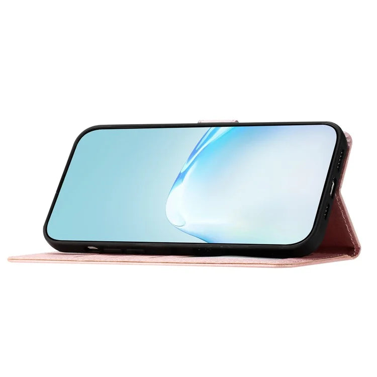 For Samsung Galaxy S24 Case PU Leather Silk Texture Flip Phone Cover with Strap