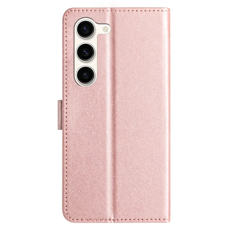 For Samsung Galaxy S24 Case PU Leather Silk Texture Flip Phone Cover with Strap