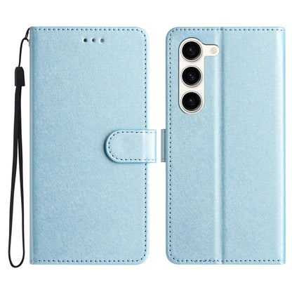 For Samsung Galaxy S24 Case PU Leather Silk Texture Flip Phone Cover with Strap