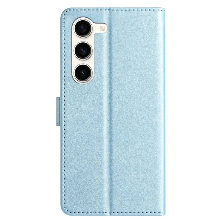 For Samsung Galaxy S24 Case PU Leather Silk Texture Flip Phone Cover with Strap