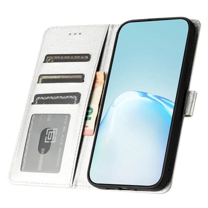 For Samsung Galaxy S24 Case PU Leather Silk Texture Flip Phone Cover with Strap