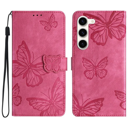 For Samsung Galaxy S24+ Case Butterfly Imprinted PU Leather Phone Stand Cover with Strap