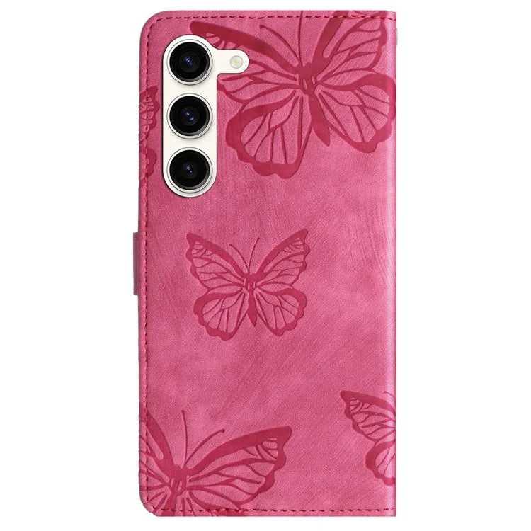For Samsung Galaxy S24+ Case Butterfly Imprinted PU Leather Phone Stand Cover with Strap