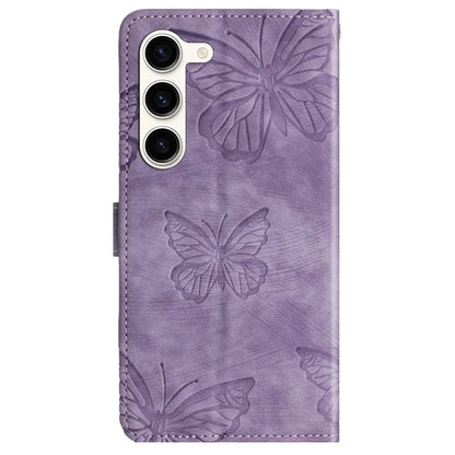 For Samsung Galaxy S24+ Case Butterfly Imprinted PU Leather Phone Stand Cover with Strap