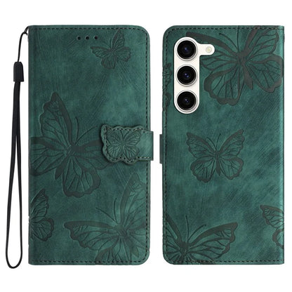For Samsung Galaxy S24+ Case Butterfly Imprinted PU Leather Phone Stand Cover with Strap